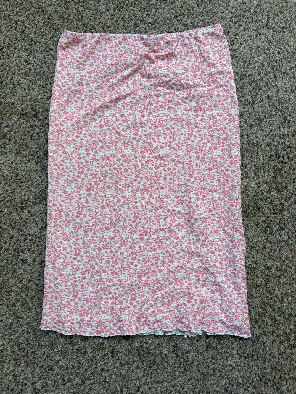 Roxy Pink and White Floral Midi Skirt